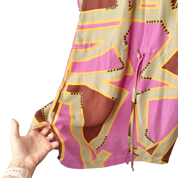 Antik Batik Silk Drop Waist Boho Lilac Shift Dress Size Medium - Picture 5 of 12